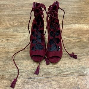 ALDO maroon lace up heel